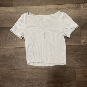 American Eagle Outfitters Light Blue Ribbed Blouse